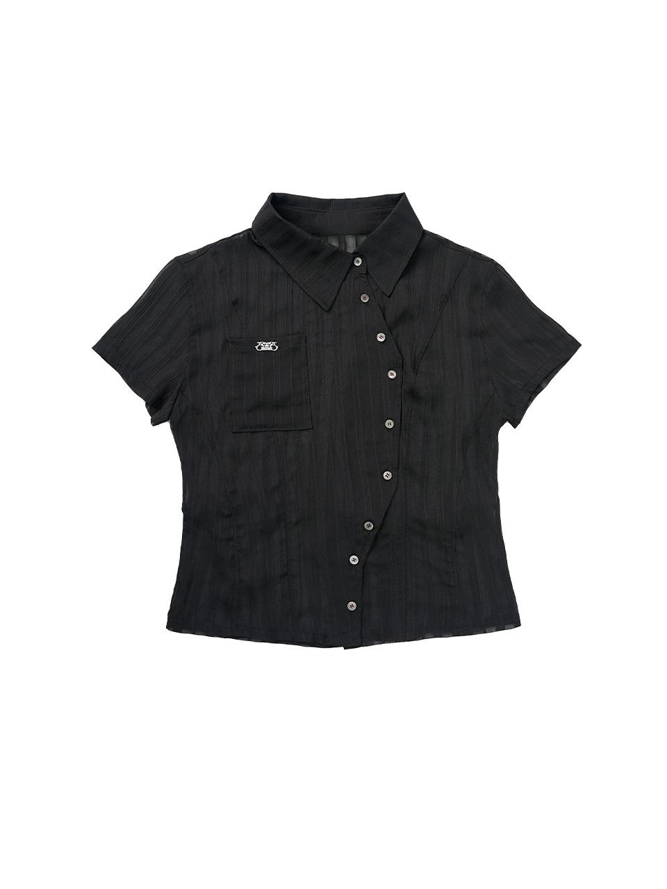 elfelfelfarchives ASYMMETRIC STRIPE SHIRTS [BLACK]