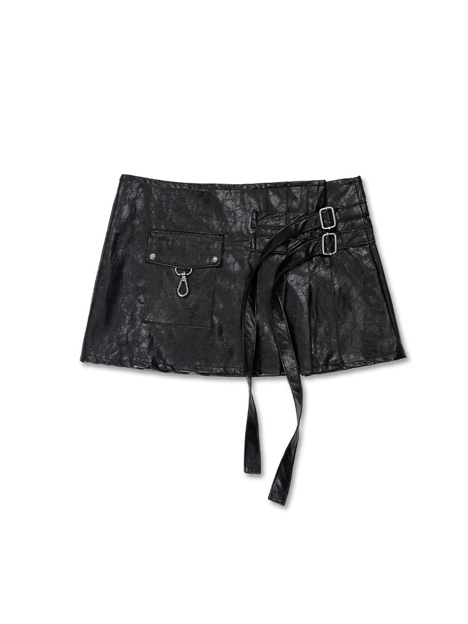 elfelfelfarchives PLEATES WRAP SKIRT [BLACK]
