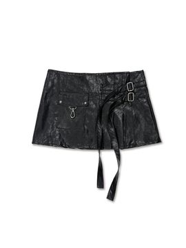 elfelfelfarchives PLEATES WRAP SKIRT [BLACK]