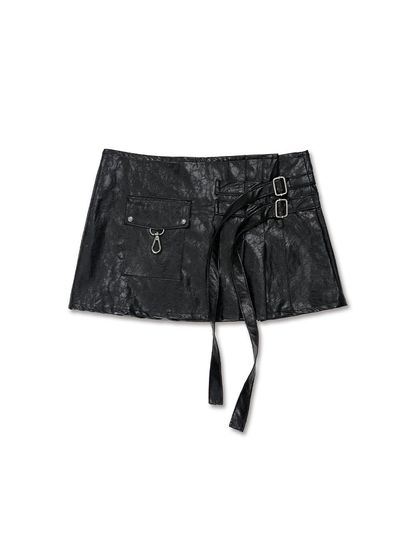 elfelfelfarchives PLEATES WRAP SKIRT [BLACK]