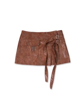elfelfelfarchives PLEATES WRAP SKIRT [BROWN]