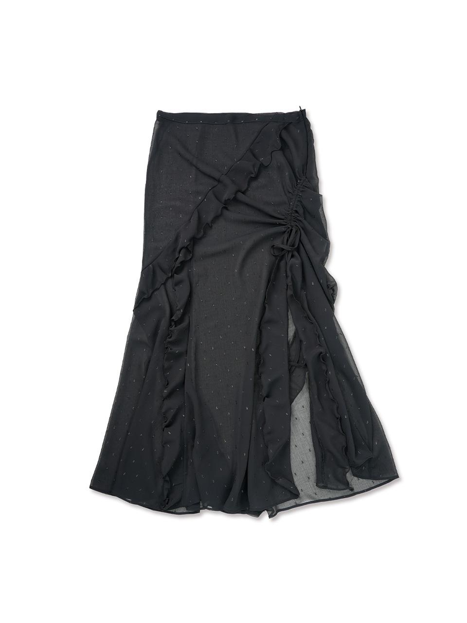 elfelfelfarchives SILHOUETTE RUFFLE MAXI SKIRT [BLACK]