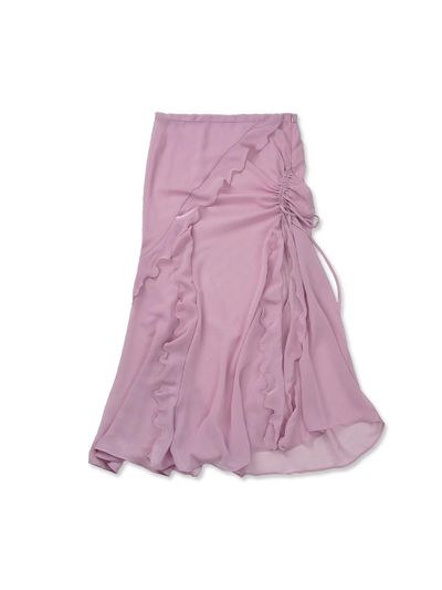 elfelfelfarchives SILHOUETTE RUFFLE MAXI SKIRT [PINK]