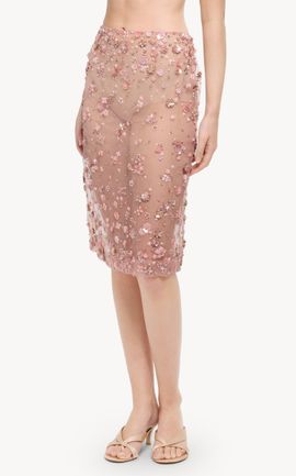 Elie Saab Elie Saab Bead Embroidered Organza Midi Skirt