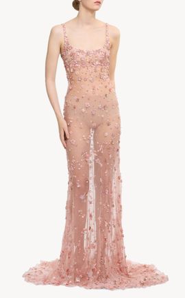 Elie Saab Elie Saab Beaded Organza Maxi Dress