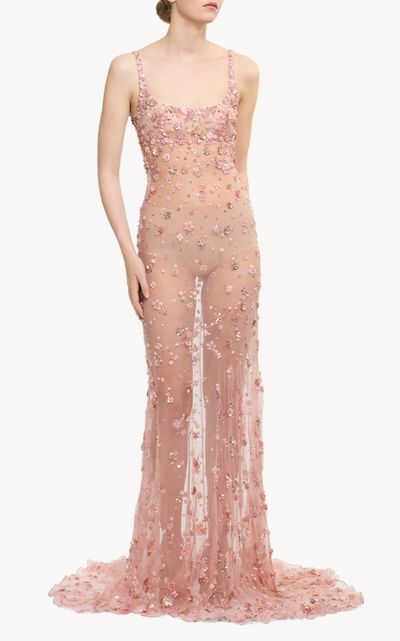 Elie Saab Elie Saab Beaded Organza Maxi Dress
