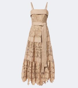 Elie Saab Elie Saab Belted tIered guipure lace maxi dress