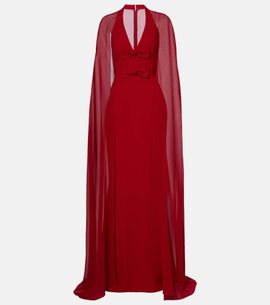 Elie Saab Elie Saab Bow-detail caped silk-blend gown