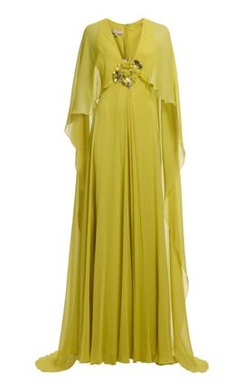 Elie Saab Elie Saab CapeSleeve Silk Gown