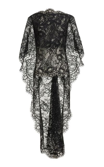 Elie Saab Elie Saab Cascading Lace CapeSleeve Top