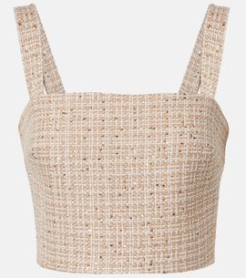 Elie Saab Elie Saab Checked sequined tweed crop top