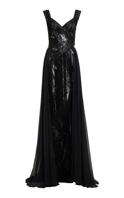 Elie Saab Elie Saab Draped BeadEmbroidered Maxi Dress