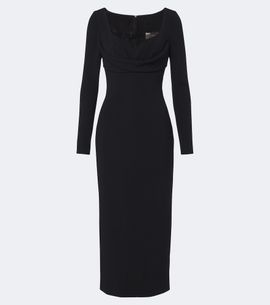 Elie Saab Elie Saab Draped lace-trimmed cady midi dress