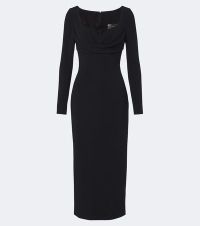 Elie Saab Elie Saab Draped lace-trimmed cady midi dress