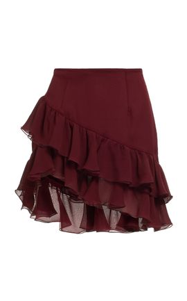 Elie Saab Elie Saab Drop Waist Ruffled Silk Mini Skirt