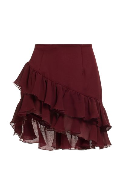 Elie Saab Elie Saab Drop Waist Ruffled Silk Mini Skirt