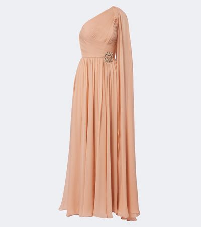 Elie Saab Elie Saab Embellished plissé one-shoulder silk gown