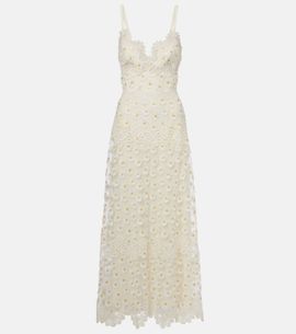 Elie Saab Elie Saab Embroidered guipure lace tulle maxi dress