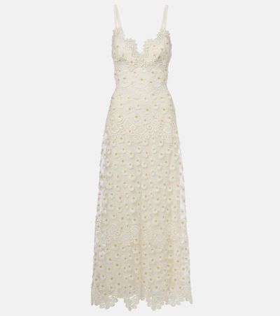 Elie Saab Elie Saab Embroidered guipure lace tulle maxi dress