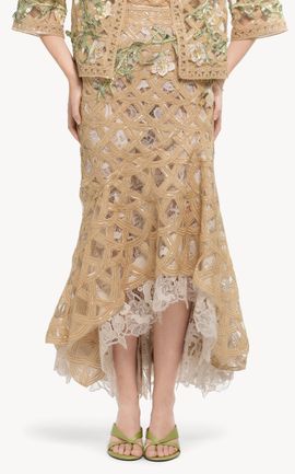 Elie Saab Elie Saab Embroidered Raffia Midi Skirt