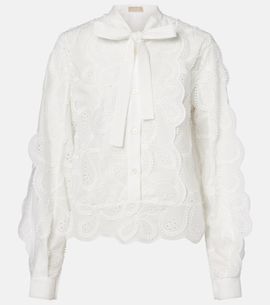 Elie Saab Elie Saab Embroidered tie-neck blouse
