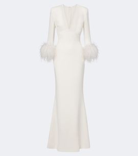 Elie Saab Elie Saab Feather-trimmed cady gown
