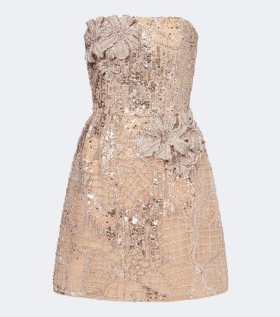 Elie Saab Elie Saab Floral-appliqué embellished tulle minidress