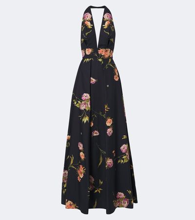 Elie Saab Elie Saab Floral pleated cotton poplin maxi dress