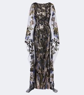 Elie Saab Elie Saab Floral sequined caped gown