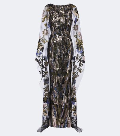Elie Saab Elie Saab Floral sequined caped gown