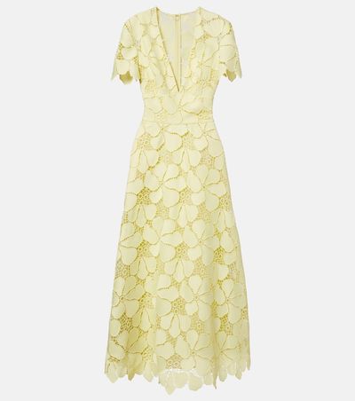 Elie Saab Elie Saab Floral silk-blend guipure midi dress