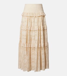 Elie Saab Elie Saab Guipure lace cotton and silk-blend maxi skirt