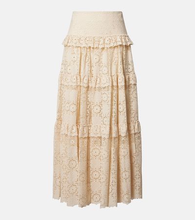 Elie Saab Elie Saab Guipure lace cotton and silk-blend maxi skirt