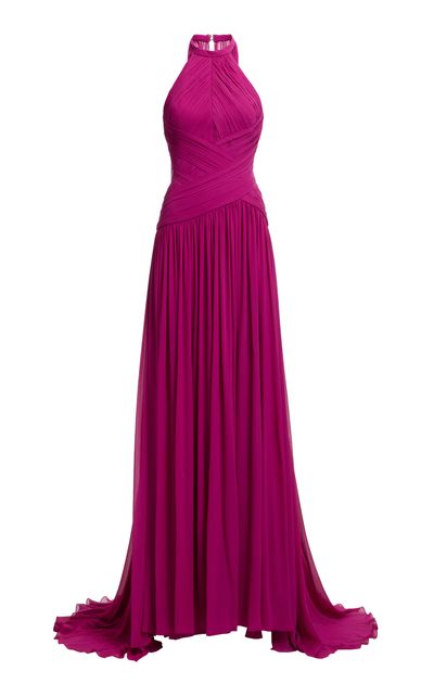 Elie Saab Elie Saab Halter Top Wrapped Bodice SilkBlend Maxi Dress