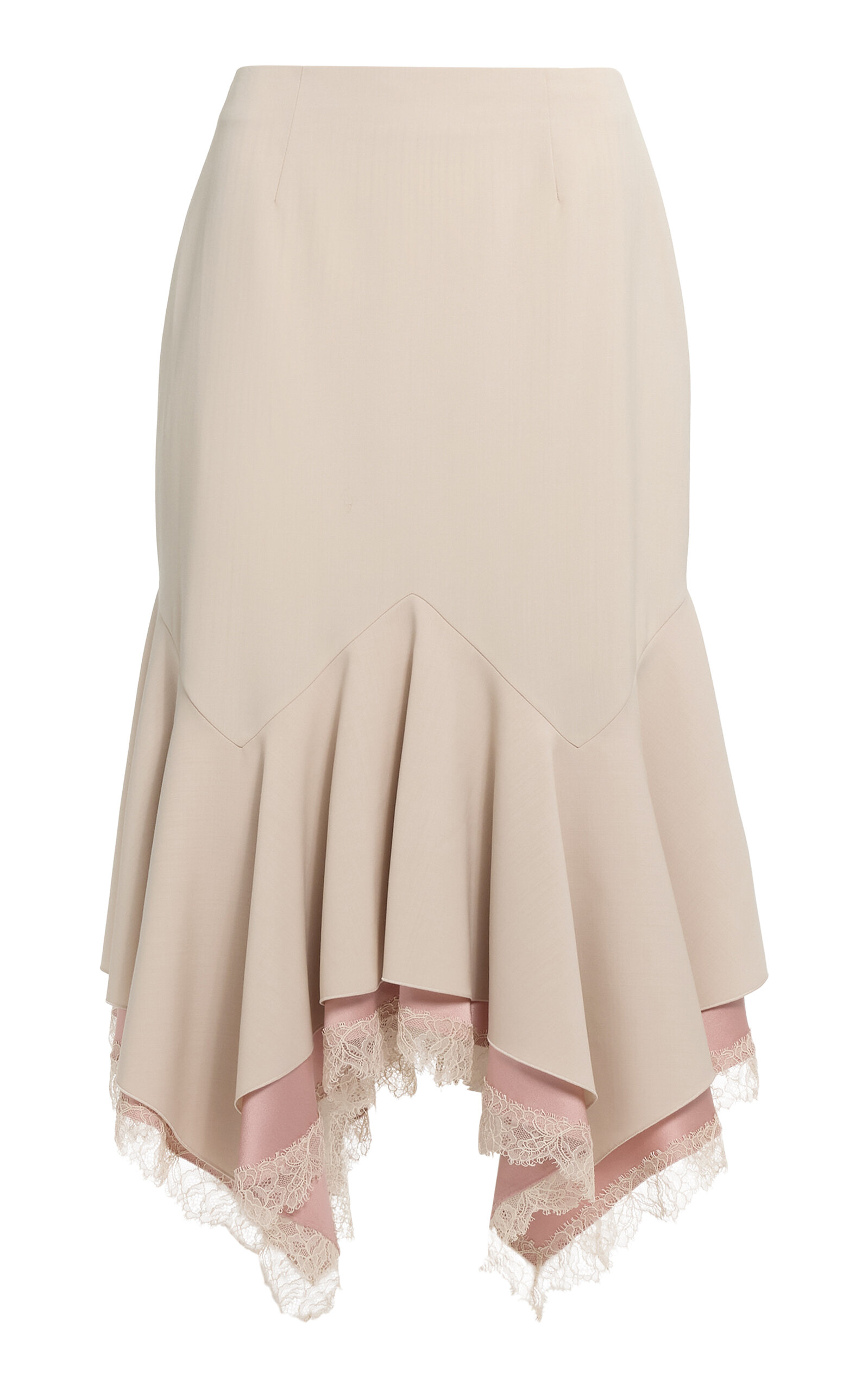 Elie Saab Elie Saab Lace Border Crepe Midi Skirt