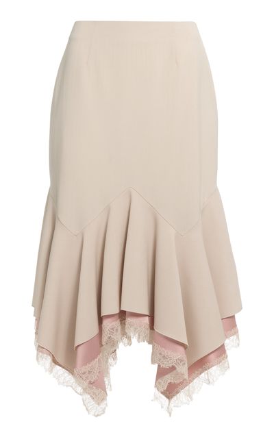 Elie Saab Elie Saab Lace Border Crepe Midi Skirt