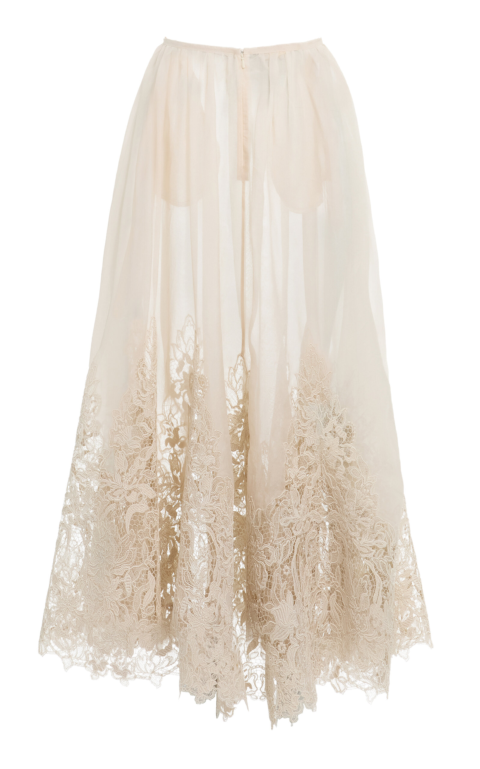 Elie Saab Elie Saab Lace Organza Midi Skirt