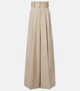 Elie Saab Elie Saab Linen and cotton canvas wide-leg pants