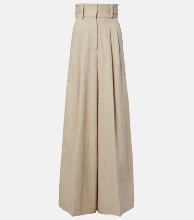 Elie Saab Elie Saab Linen and cotton canvas wide-leg pants