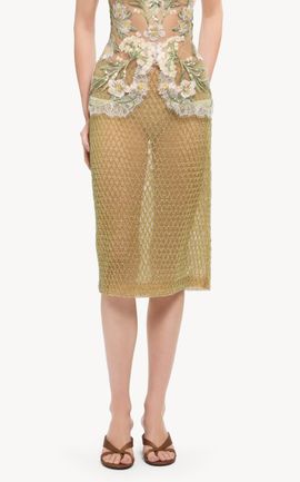 Elie Saab Elie Saab Mesh Beaded Midi Skirt
