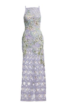 Elie Saab Elie Saab Multicolor Embroidered Applique Midi Dress