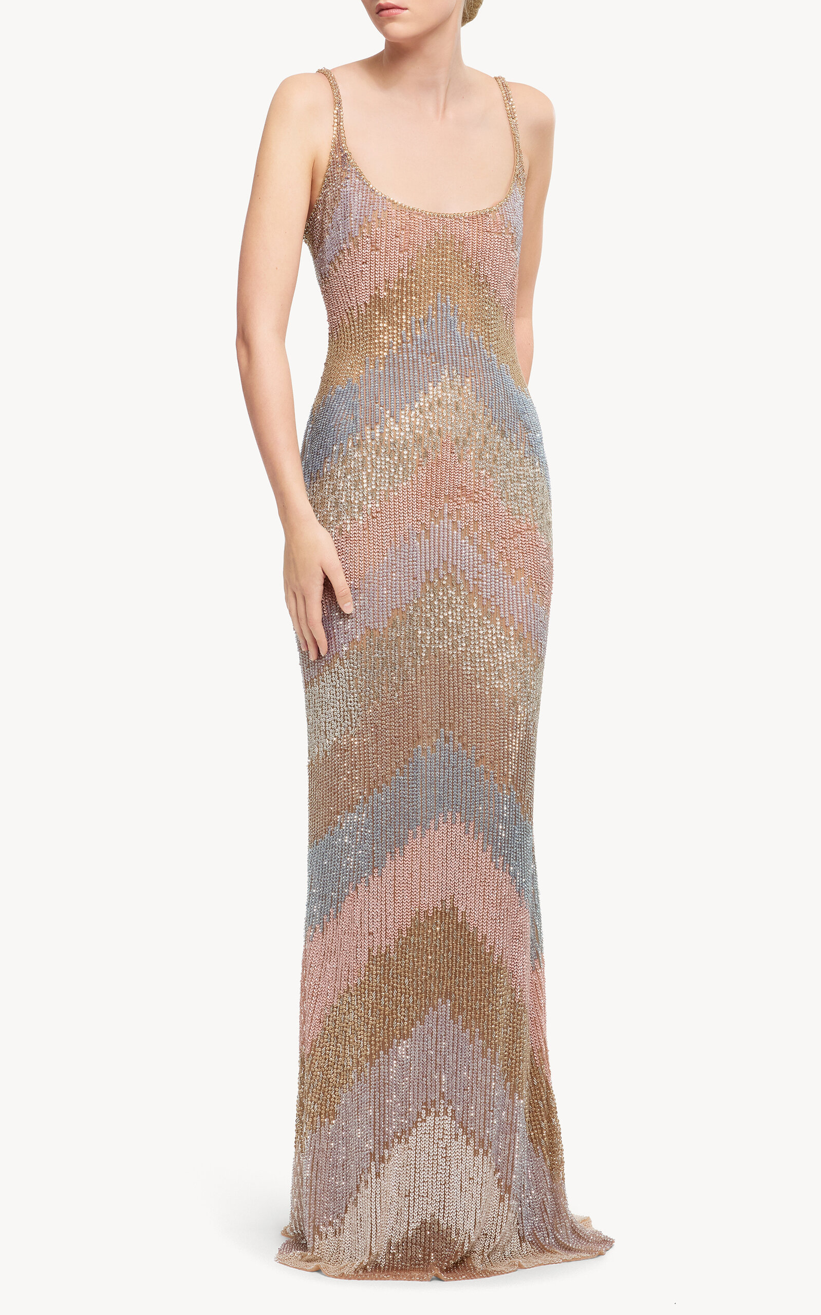 Elie Saab Elie Saab Multicolored Bead Embroidered Maxi Dress