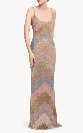 Elie Saab Elie Saab Multicolored Bead Embroidered Maxi Dress