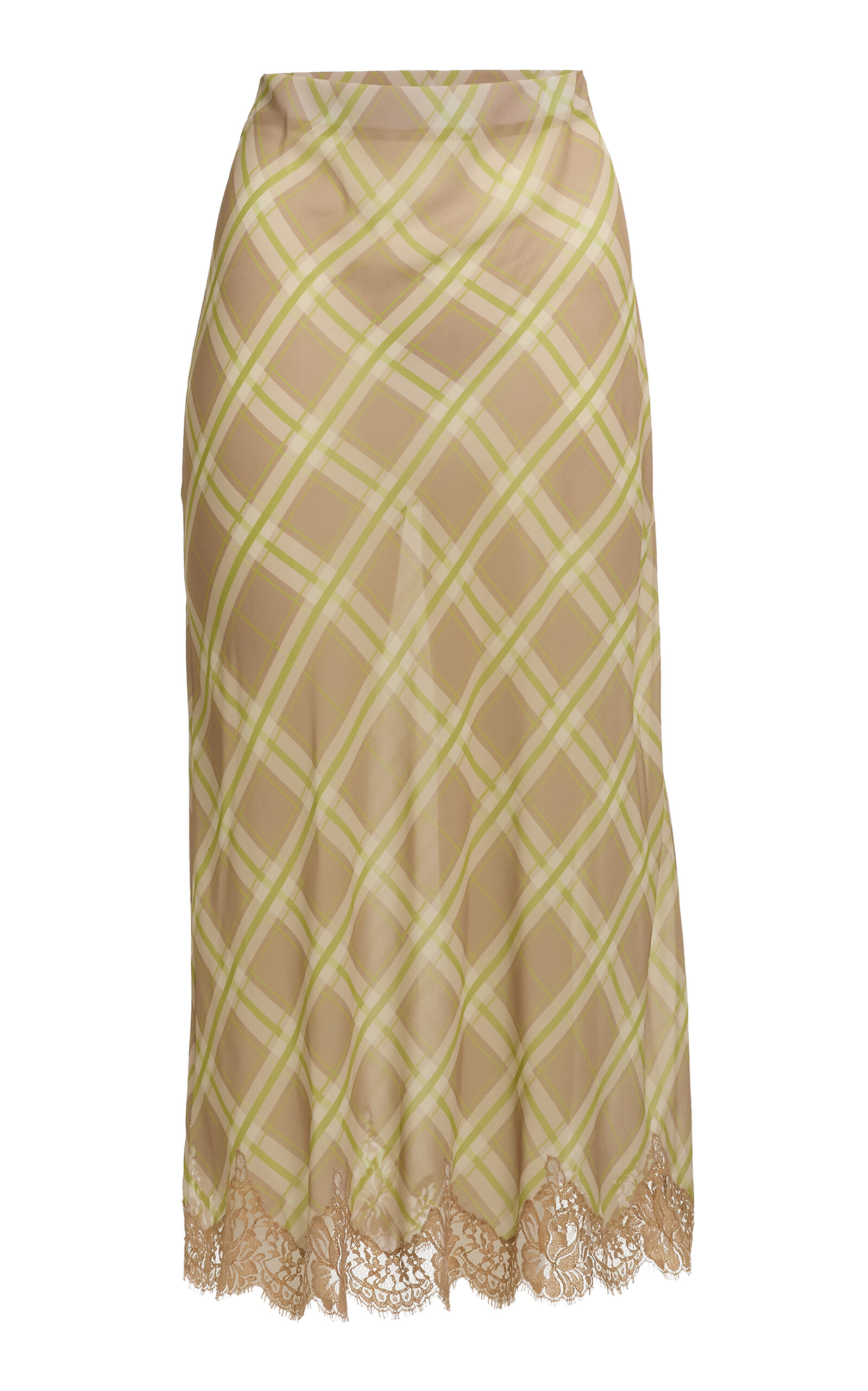 Elie Saab Elie Saab Plaid Silk Midi Skirt