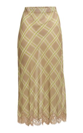Elie Saab Elie Saab Plaid Silk Midi Skirt