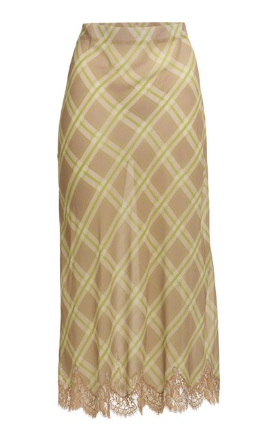 Elie Saab Elie Saab Plaid Silk Midi Skirt