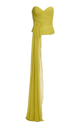 Elie Saab Elie Saab Pleated Silk Bustier Top