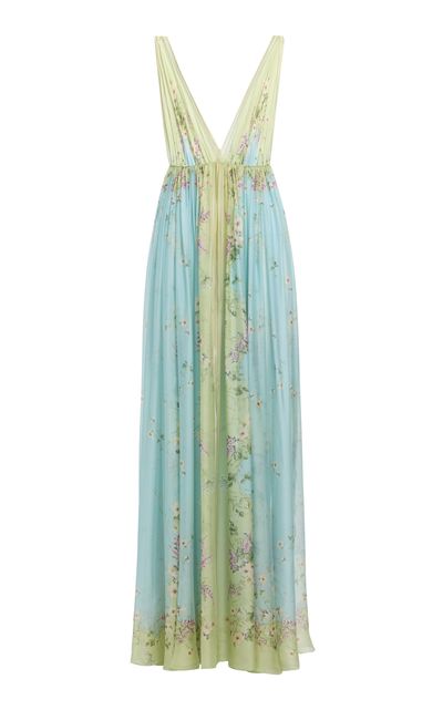 Elie Saab Elie Saab Printed Chiffon Maxi Dress
