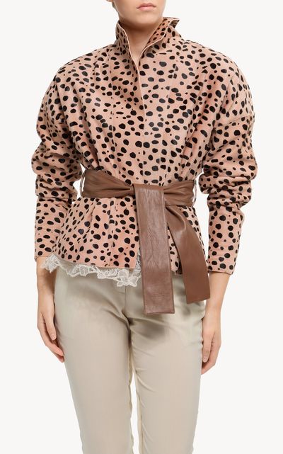 Elie Saab Elie Saab Printed Leather & Pony Hair Jacket
