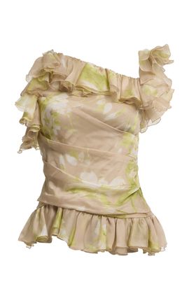Elie Saab Elie Saab RuffleHem SilkChiffon Top